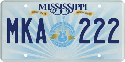 MS license plate MKA222