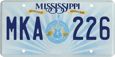 MS license plate MKA226