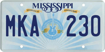 MS license plate MKA230