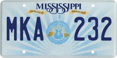 MS license plate MKA232
