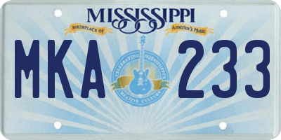 MS license plate MKA233