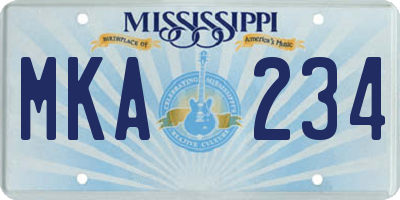 MS license plate MKA234