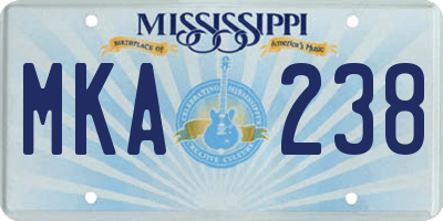 MS license plate MKA238