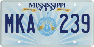 MS license plate MKA239