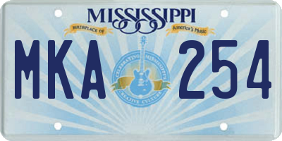 MS license plate MKA254
