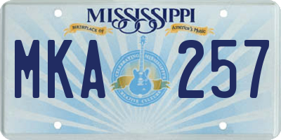 MS license plate MKA257