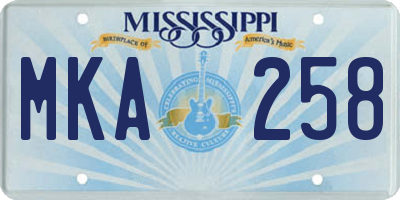 MS license plate MKA258