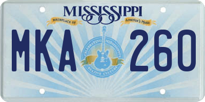 MS license plate MKA260