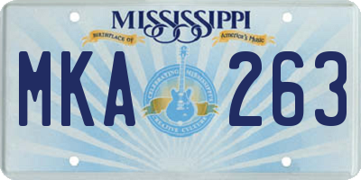 MS license plate MKA263