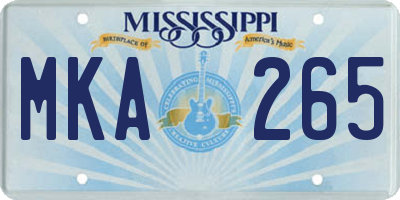 MS license plate MKA265