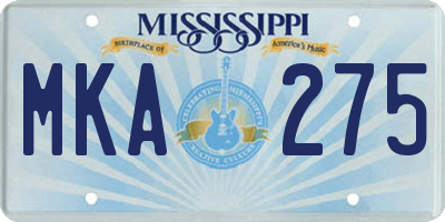 MS license plate MKA275