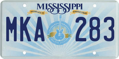 MS license plate MKA283