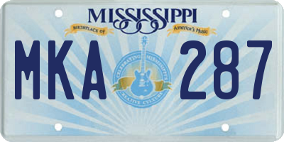 MS license plate MKA287