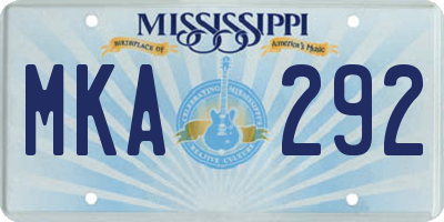 MS license plate MKA292