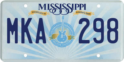 MS license plate MKA298