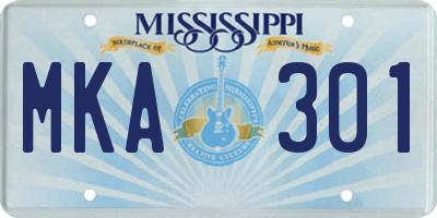 MS license plate MKA301