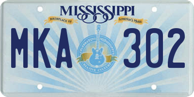 MS license plate MKA302