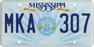 MS license plate MKA307