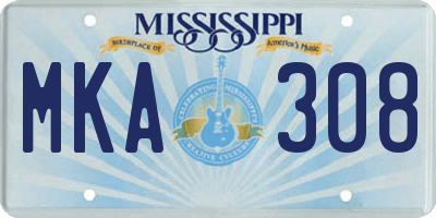 MS license plate MKA308