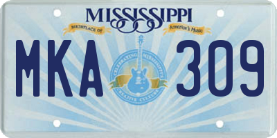 MS license plate MKA309