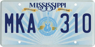 MS license plate MKA310