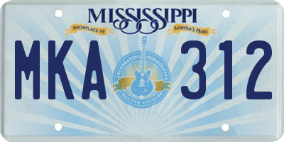 MS license plate MKA312