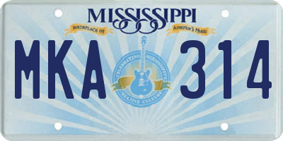 MS license plate MKA314