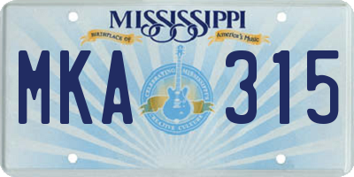 MS license plate MKA315