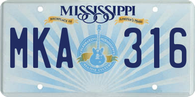 MS license plate MKA316