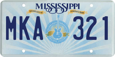 MS license plate MKA321