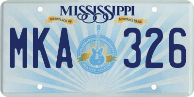 MS license plate MKA326