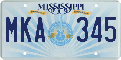 MS license plate MKA345