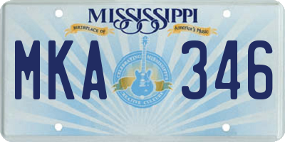 MS license plate MKA346