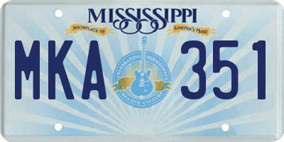 MS license plate MKA351