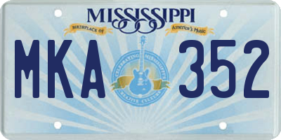 MS license plate MKA352