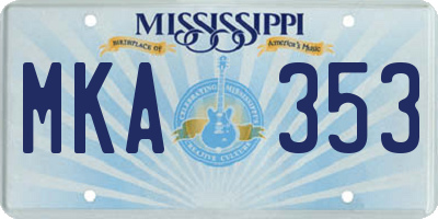 MS license plate MKA353