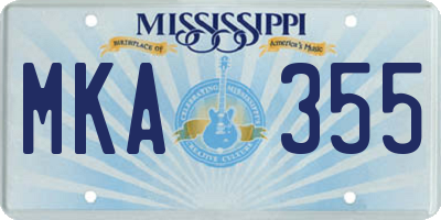 MS license plate MKA355