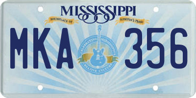 MS license plate MKA356
