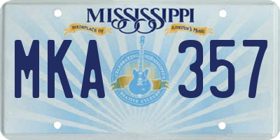 MS license plate MKA357