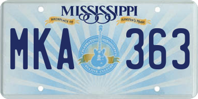 MS license plate MKA363