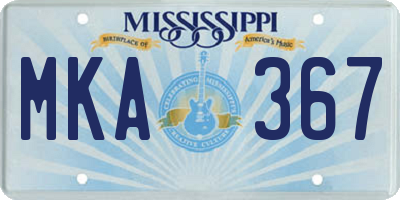 MS license plate MKA367