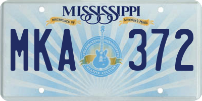 MS license plate MKA372