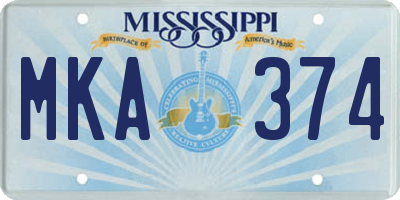 MS license plate MKA374