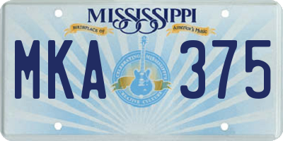 MS license plate MKA375