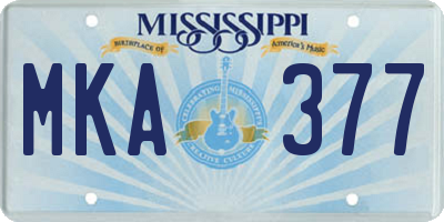MS license plate MKA377