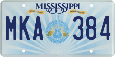 MS license plate MKA384