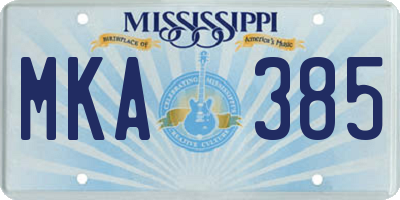 MS license plate MKA385