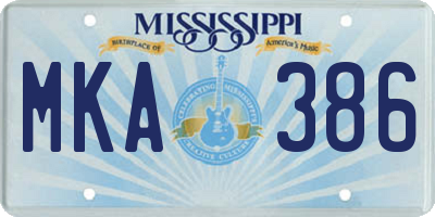 MS license plate MKA386