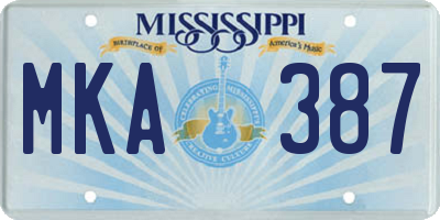 MS license plate MKA387
