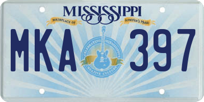 MS license plate MKA397